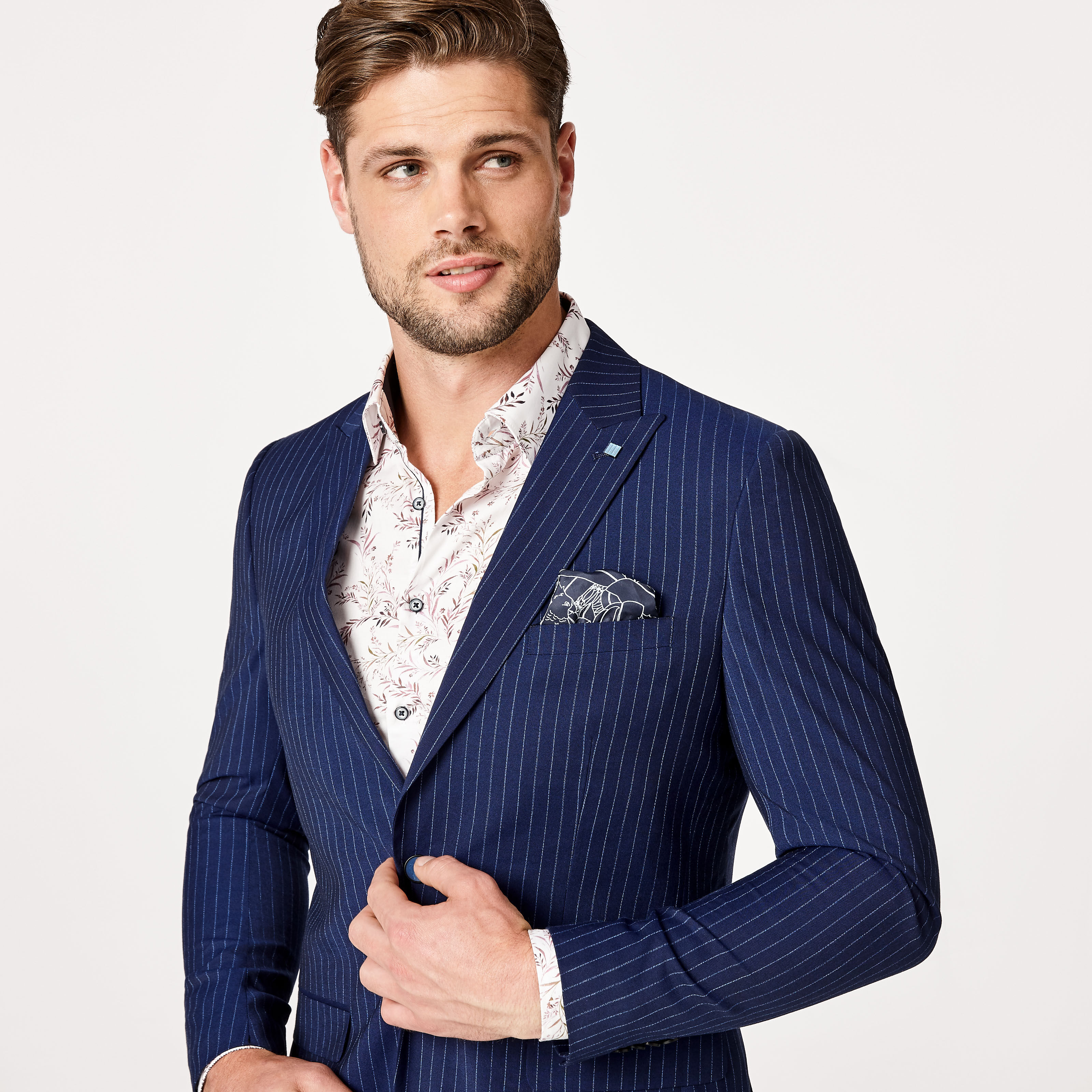 Ralph SLim Fit Navy Blue Striped Suit – MCR TAILOR